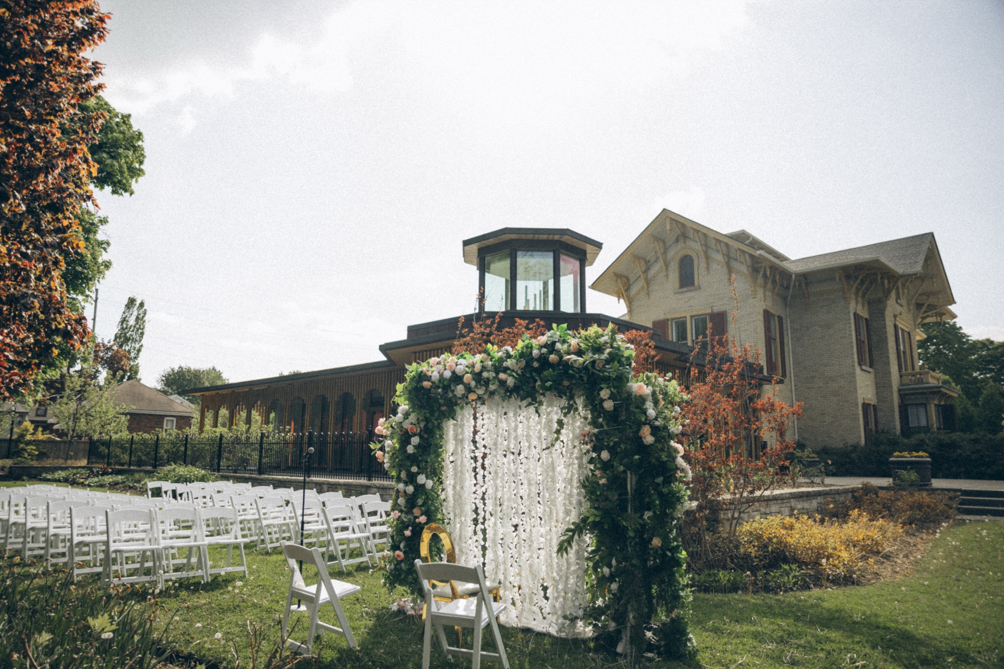 Outdoor ceremony set beneath mature trees, planning and coordination by Bhoomi Jani Weddings, Greater Toronto Area